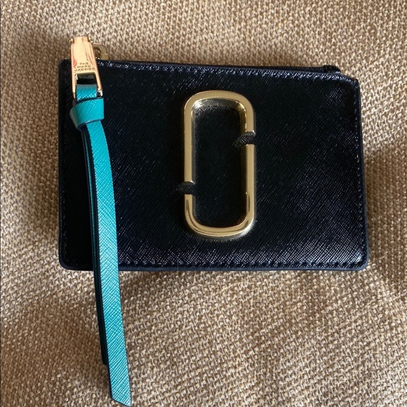 Black and Gold Wallet with Teal Strap